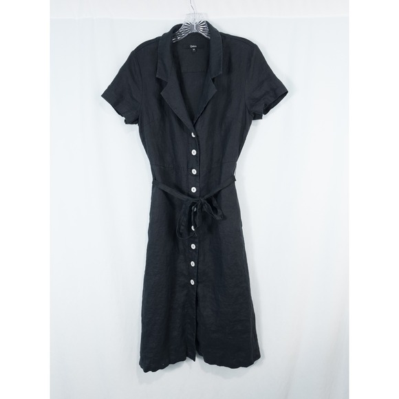 Quince Dresses & Skirts - Quince 100% European Linen Button Front Dress Black Small Pockets Minimalist